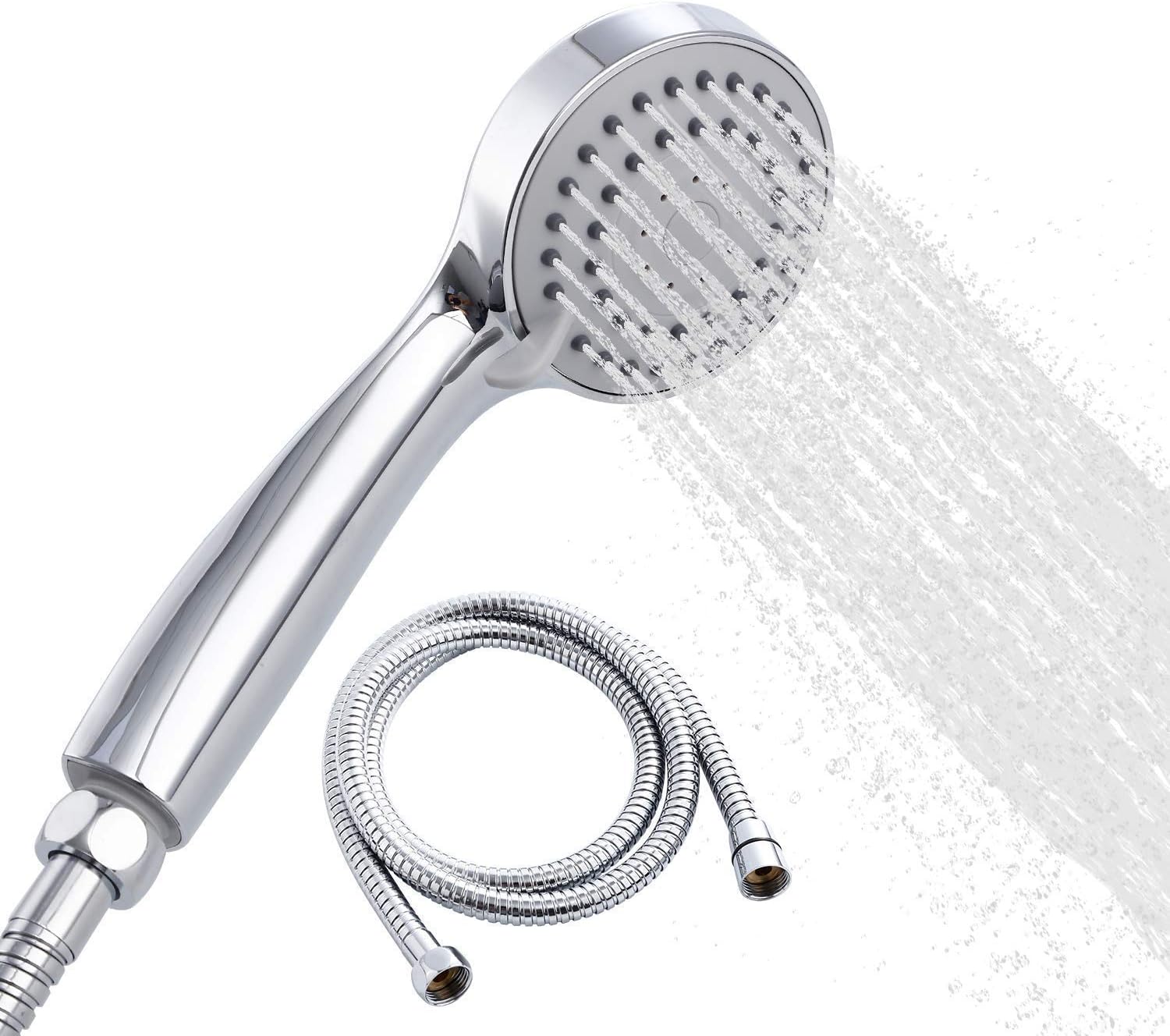 Shower Head Powerful Flow with 1.5m Chrome Shower Hose Pressure