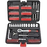 Gunpla 130pcs Drive Socket Set 1/4" Ratchet Handle 72 Teeth Wrench, Chrome Vanadium Tools Screwdriver Bits Allen Keys, 4-14mm