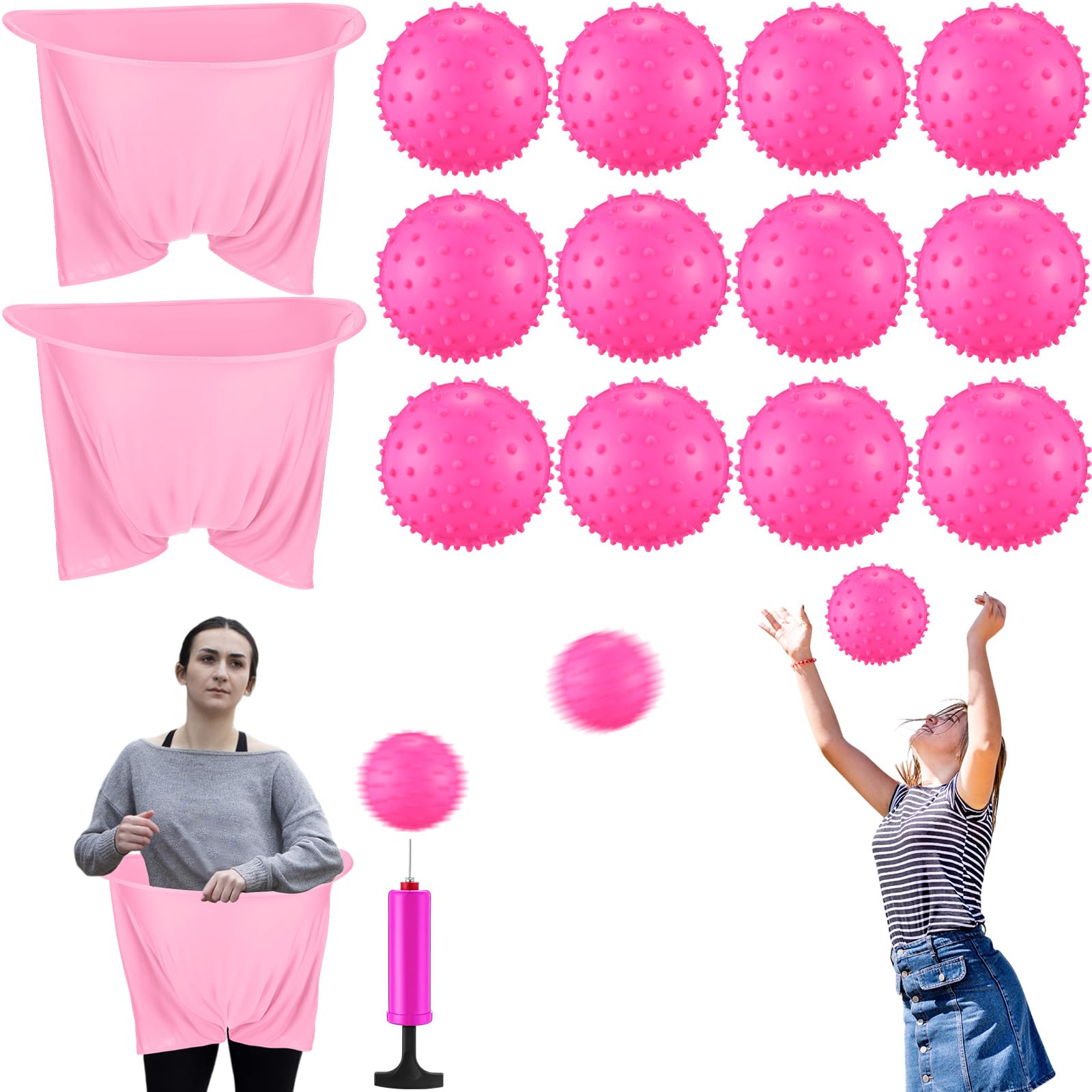 Photo 1 of Vinsot 15 Pcs Gender Reveal Games Bridal Shower Games Included 3 Large Diaper with 12 Inflatable Balls Funniest Shower Diaper Games Ever, How Many Balls Can You Catch for Gender Reveal Party (Pink)