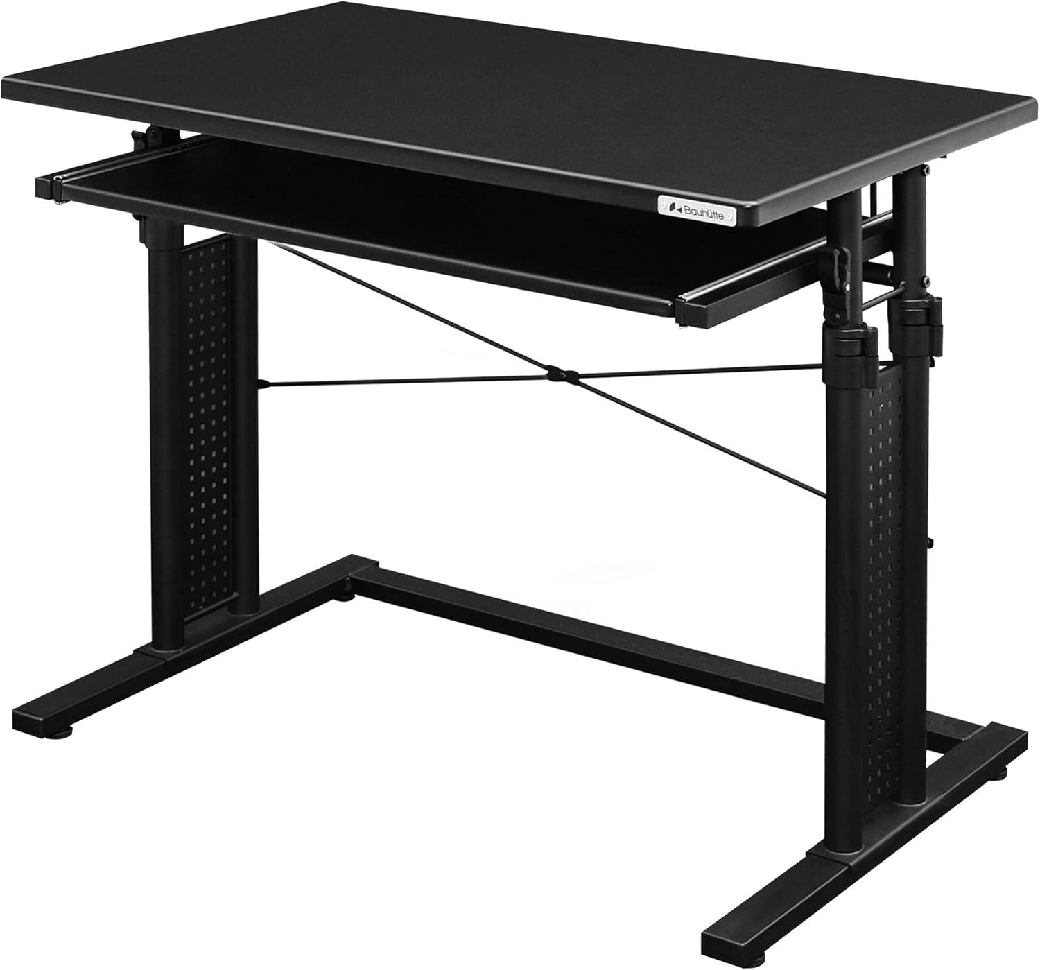 Amazon Co Jp Bauhutte バウヒュッテ Pcデスク 昇降式 幅80 奥行50cm ブラック Bhd 800cm Bk ホーム キッチン