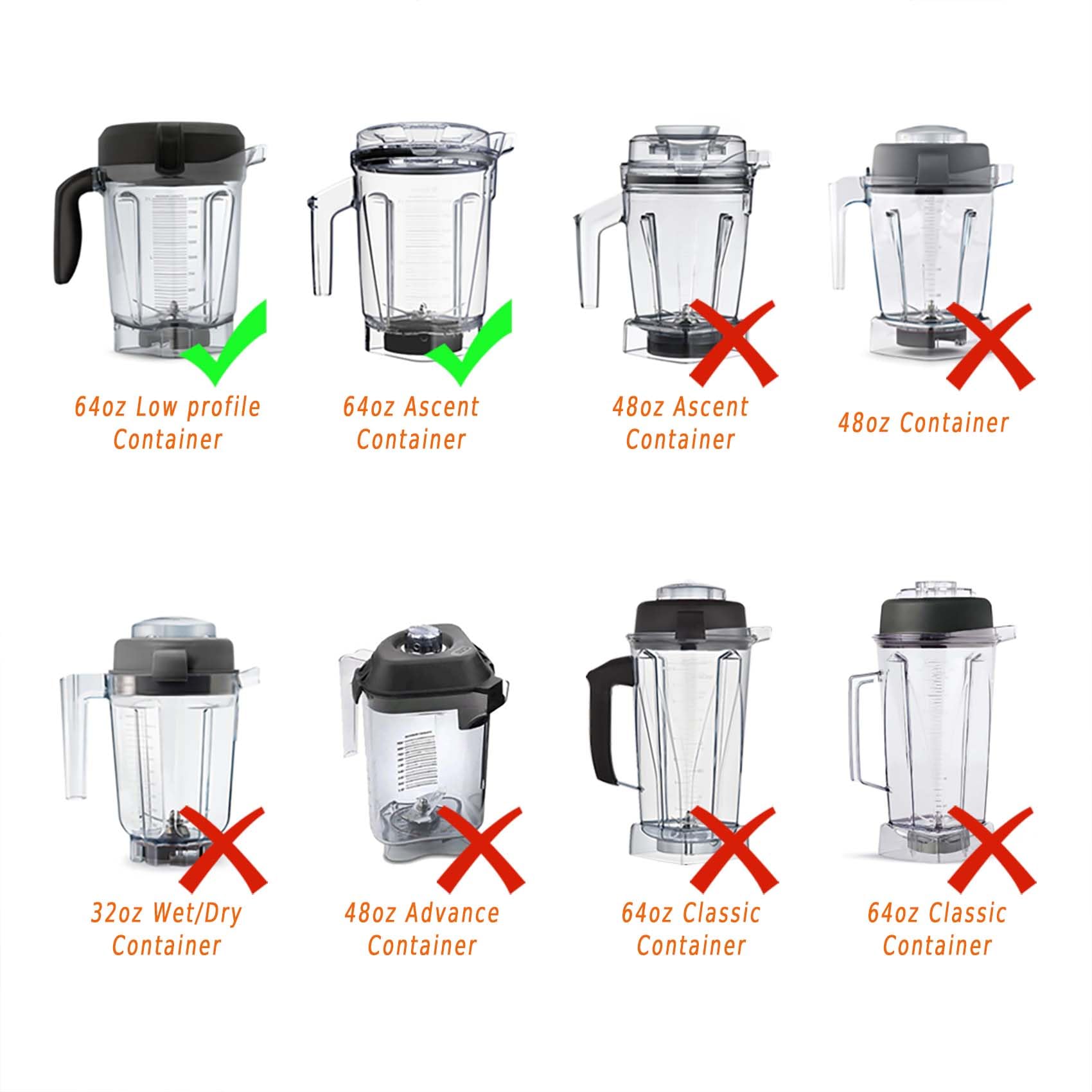 Blade Assembly Replacement for Vitamix Blenders 64oz Low Profile Container, replace Professional 300 750 780, Classic 5300 6500 7500, Ascent A2300 A3300, Explorian E320 E520 etc