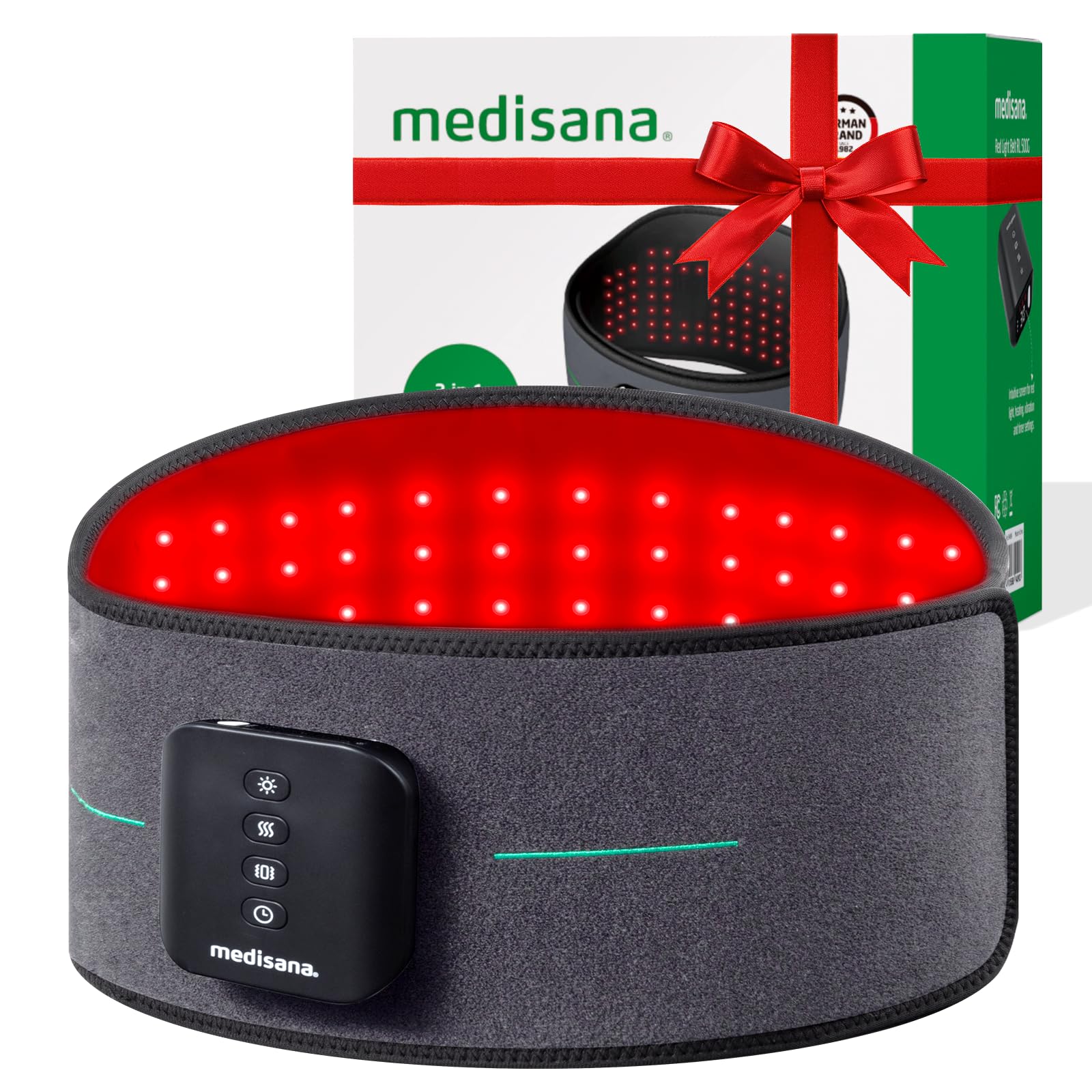 Photo 1 of Medisana 3-in-1 Red Light Massager Belt, Heating Pad for Lower Back, Cordless Wearable Near Infrared & Red Light Therapy Belt Back Wrap with Adjustable Heat and Vibration for Lower Back Pain Relief