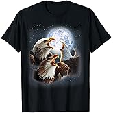 3 Eagles Howling at The Moon Funny Eagle Bird Lover Birder T-Shirt