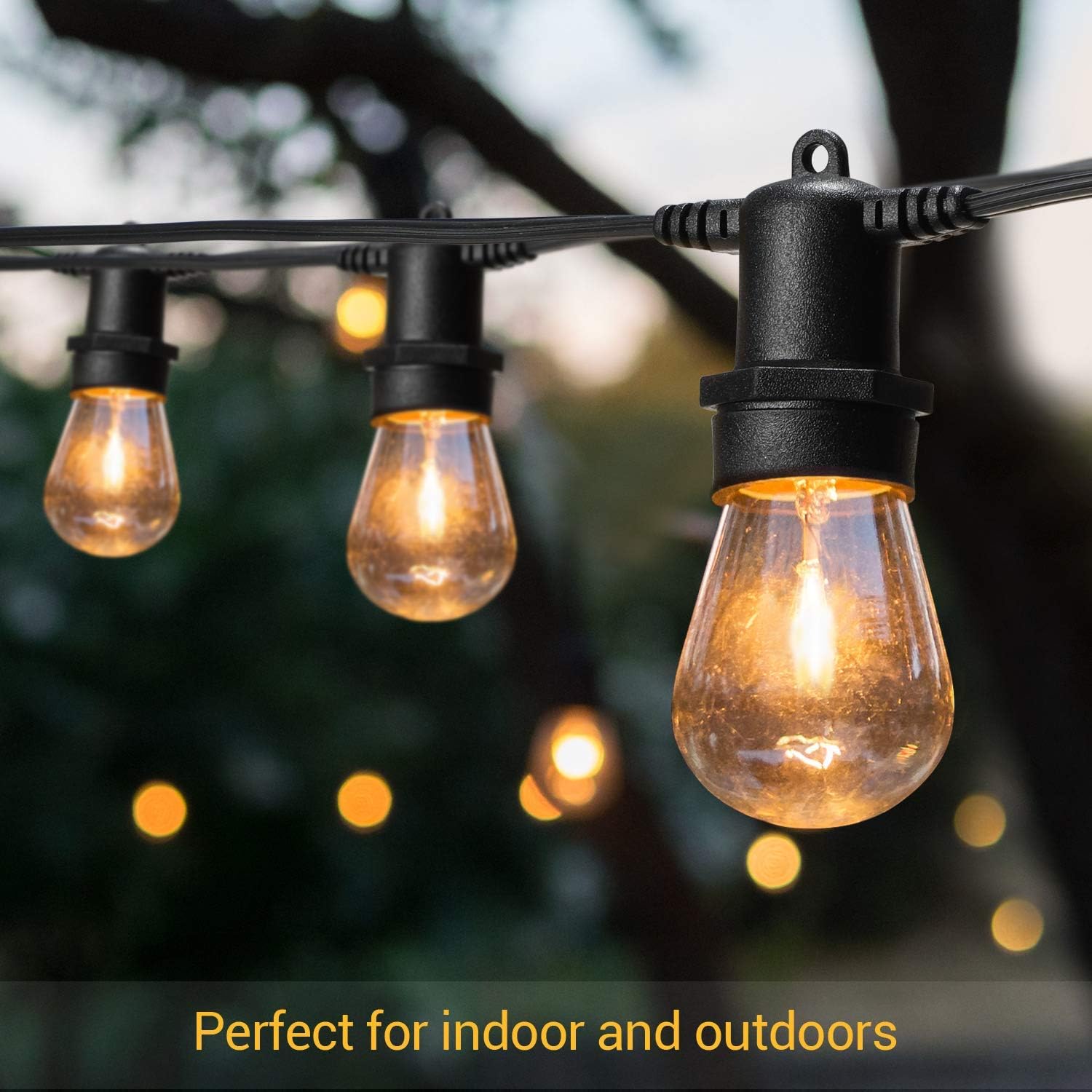 128ft Outdoor Led Garden String Lights Oxyled Ip65 Waterproof 40 Led Bulb String Indoor Outdoor Patio Lights 40x1w E27 Led Bulbs 2500k Lights For Home Garden Terrace Party Christmas Wedding Warmwhite