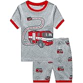 Toddler Boys Pajamas Short Sets Fire Truck Cotton 2 Piece Pjs Excavator Sleepwear Summer Clothes Kids Jammies Set Size 1-7T