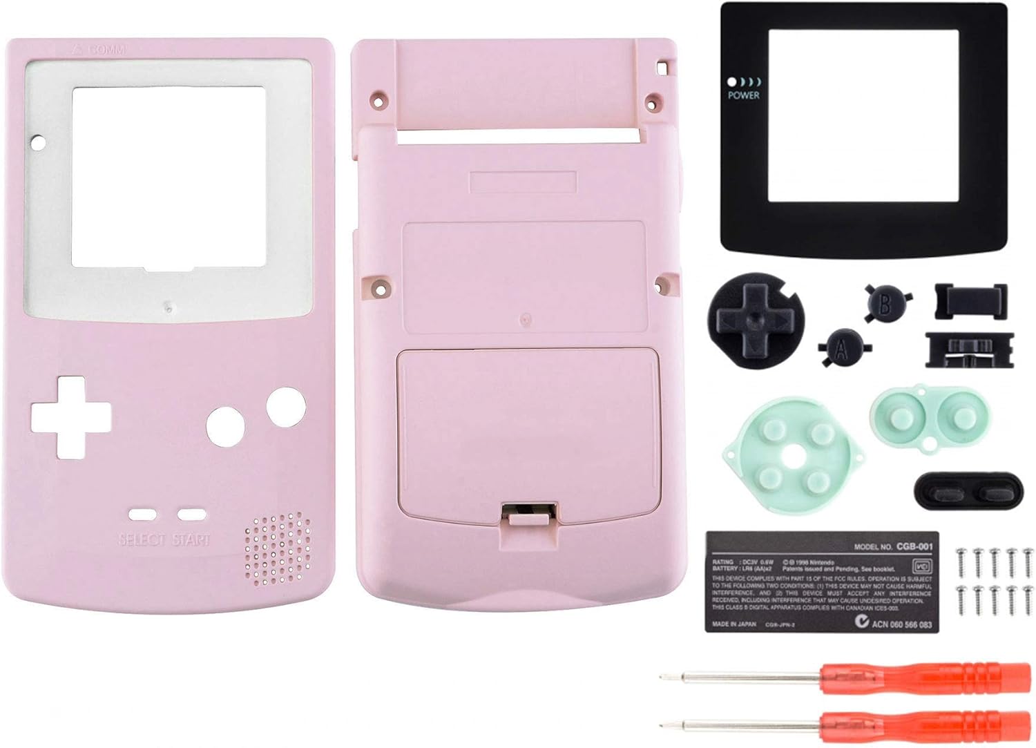 eXtremeRate Sakura Pink Soft Touch GBC Replacement Full Housing Shell Cover w/Buttons Screws Screwdriver Tools Set for Gameboy Color - Handheld Game Console NOT Included: Computers & Accessories