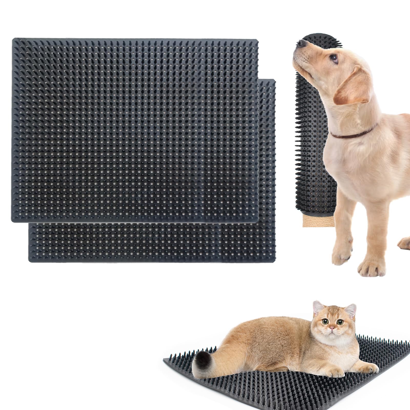 Photo 1 of 2 PCS Dog Scratching Post Pad, 14.2 x 11.8 Inch PVC Dog Back Scratcher, Soft Touch Itch Relief Pad for Horse Cow Goat Sheep, Massage Bed Massage Brush for Wooden Stake Wall Sofa Ground