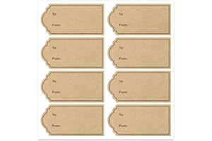 Lolocor 2.25"x1.125" to and from Gift Tag Stickers, 304pcs Natural Kraft Name Tag Label Stickers for Christmas Holiday Valentine's Day Weddings Present Gift Wrapping Cards Envelope Decoration Sealing