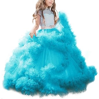 OBEEII Mädchen Applique Prinzessin Kleid Elegante Ärmellos Tüll Kleid für Hochzeit Brautjungfer Blumenmädchen Geburtstag Part