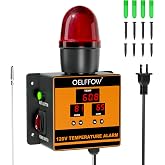 120V Temperature Alarm Controller with 105dB Sound and Light Alert | Temperature Monitor with One-Key Mute for Greenhouses, Farms, Warehouses and Equipment Rooms