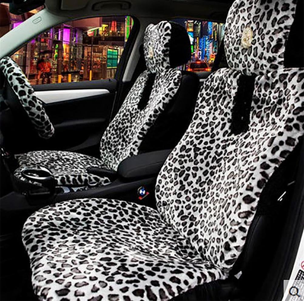 RUIRUI Universal Leopard Print Car Seat Covers Cushions Full Set, b