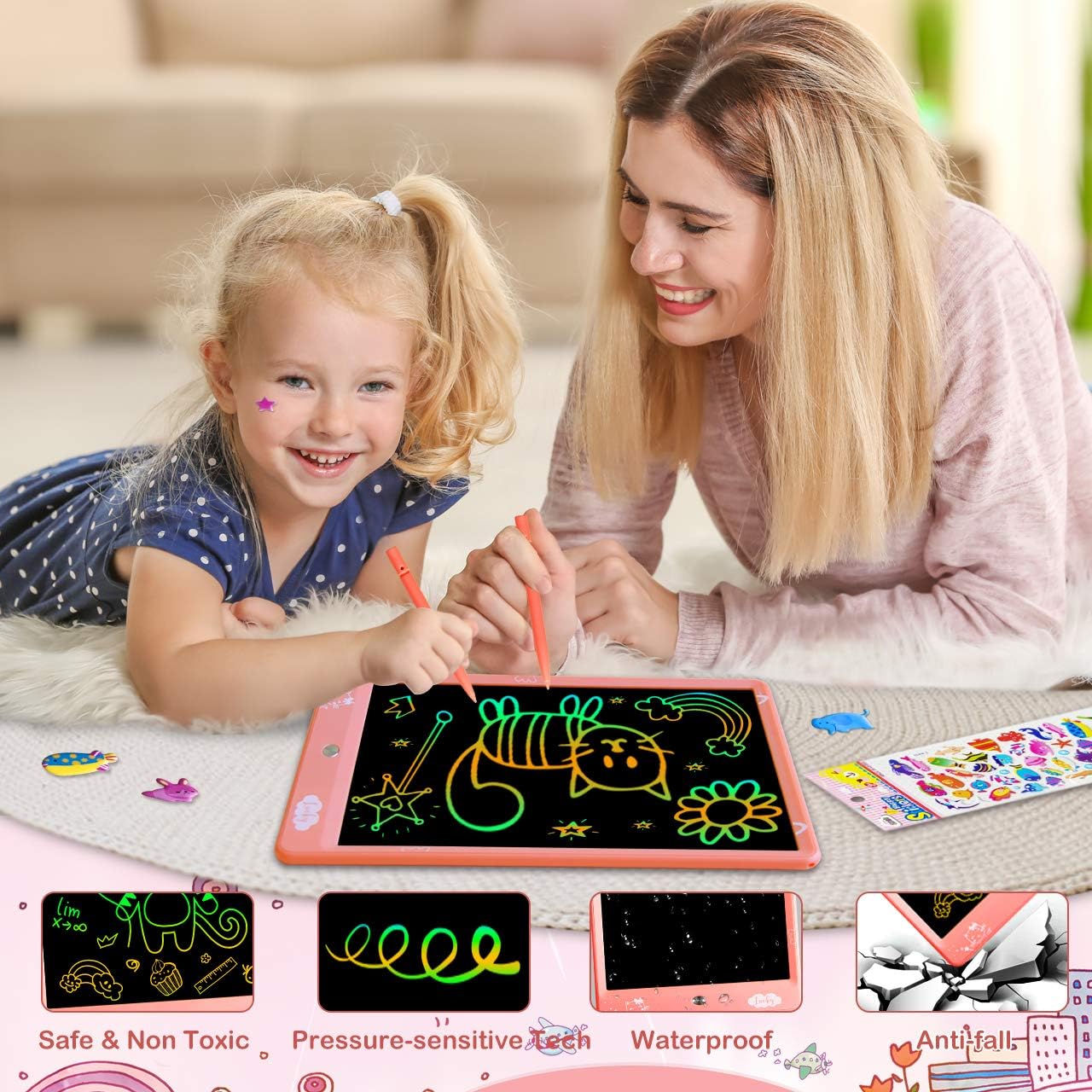 ZMLM LCD Writing Tablet for Toddler: 10 Inch Erasable Drawing Doodle Screen Board Kid Digital Learning Sketch Art Scribbler Color Pad Preschool Educational Toy for Girl 3-8 Year Old Birthday Game Gift: Toys & Games