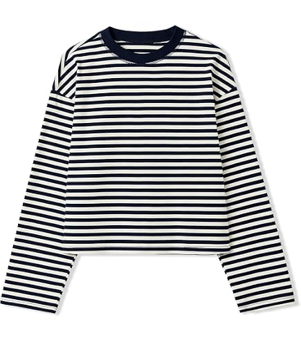 Amazon.com: JINZIYINZI Women Striped Long Sleeve Baggy T Shirts