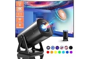 CLOKOWE Mini Projector with WiFi and Bluetooth, 4K 1080P Support Portable Projector, 270°Adjustable Stand Outdoor Home Theater Star Projector with Ambient Night Light for Phone/TV Stick/Laptop/HDMI/USB