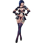 Mobbunny Anime Derivative Cosplay Costume Hollow Bodysuit Top and Skirt with Panty and Gloves