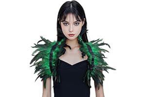 MAOFENG Gothic Natural Feather Shrug Feather Shawl Wrap Cape Victorian Collar for Halloween Cosplay Party Costume Accessories