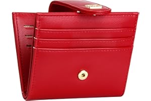 GEEAD Red Mini Small Wallets for Women Slim Bifold Credit Card Holder Minimalist Zipper Coin Pocket Red Wallet for Christmas