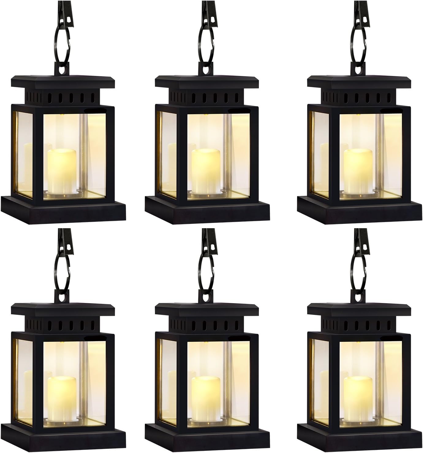 Liveditor Lighting 6 Piece Solar Lights, Flickering Flameless Smokeless Candle Lantern, Decoration for Garden Patio Deck Yard Fence Driveway Lawn