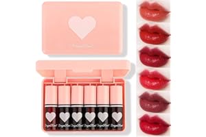LULESI 6 Colors Lip Tint Stain Set, Korean Lip Gloss Lip Tint Stain Plumping Mini Liquid Lipstick, Multi-use Lip and Cheek Tint, Long lasting High Pigment, Liquid Blush Waterproof Tinted Lip Gloss