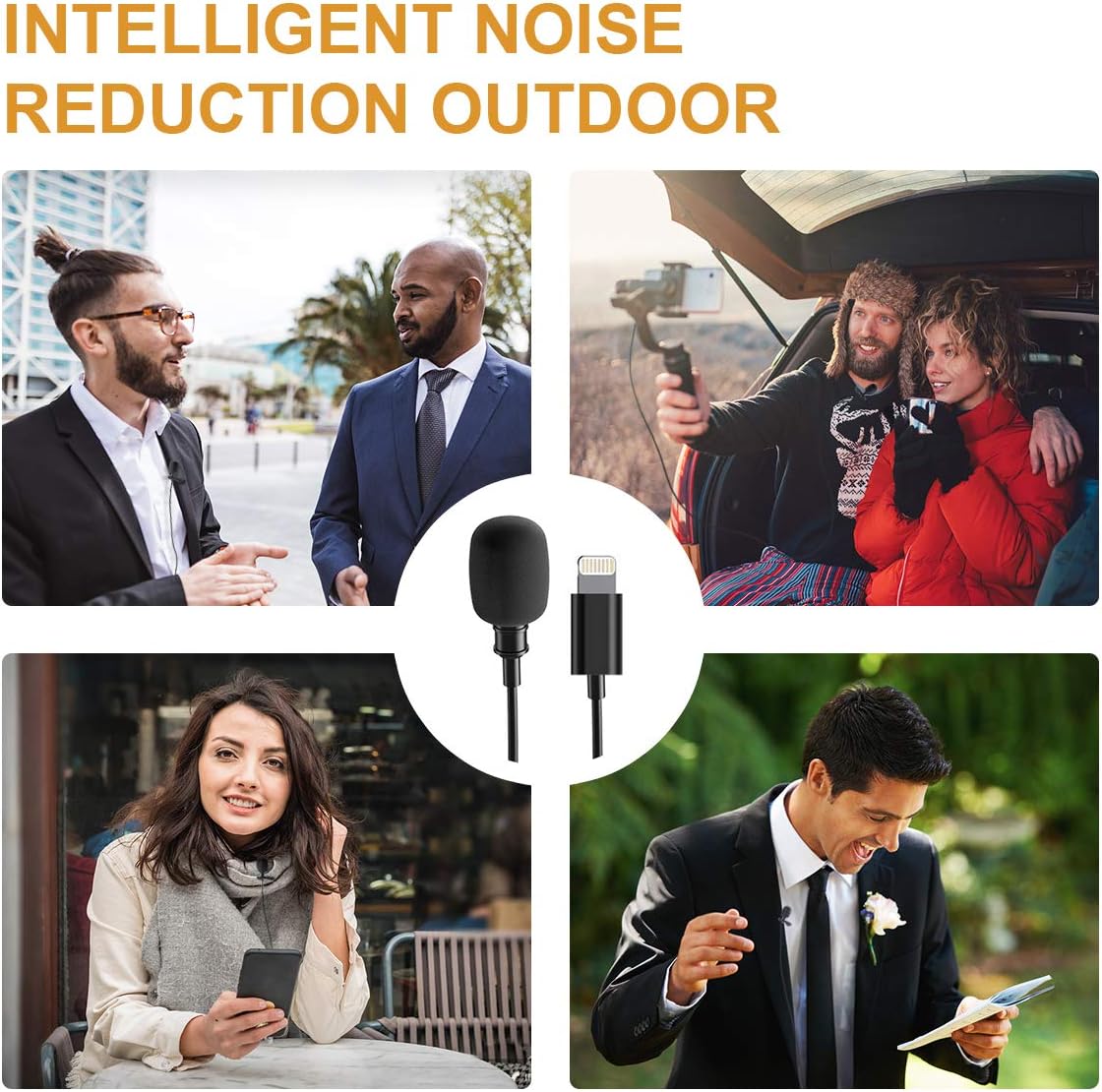 Lavalier Lapel Microphone for iPhone, Eafing Professional Lav Mic for Phone, Clip On Microphone for Recording Podcast/YouTube/Interview/Vlog/Video/Lecture (79in/2m): Home Audio & Theater