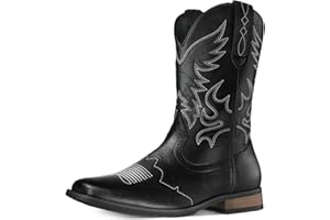 Cozypower Cowboy Boots for Men Western Square Toe Embroidered Cowboy Boots for Adult Halloween Costume Cosplay