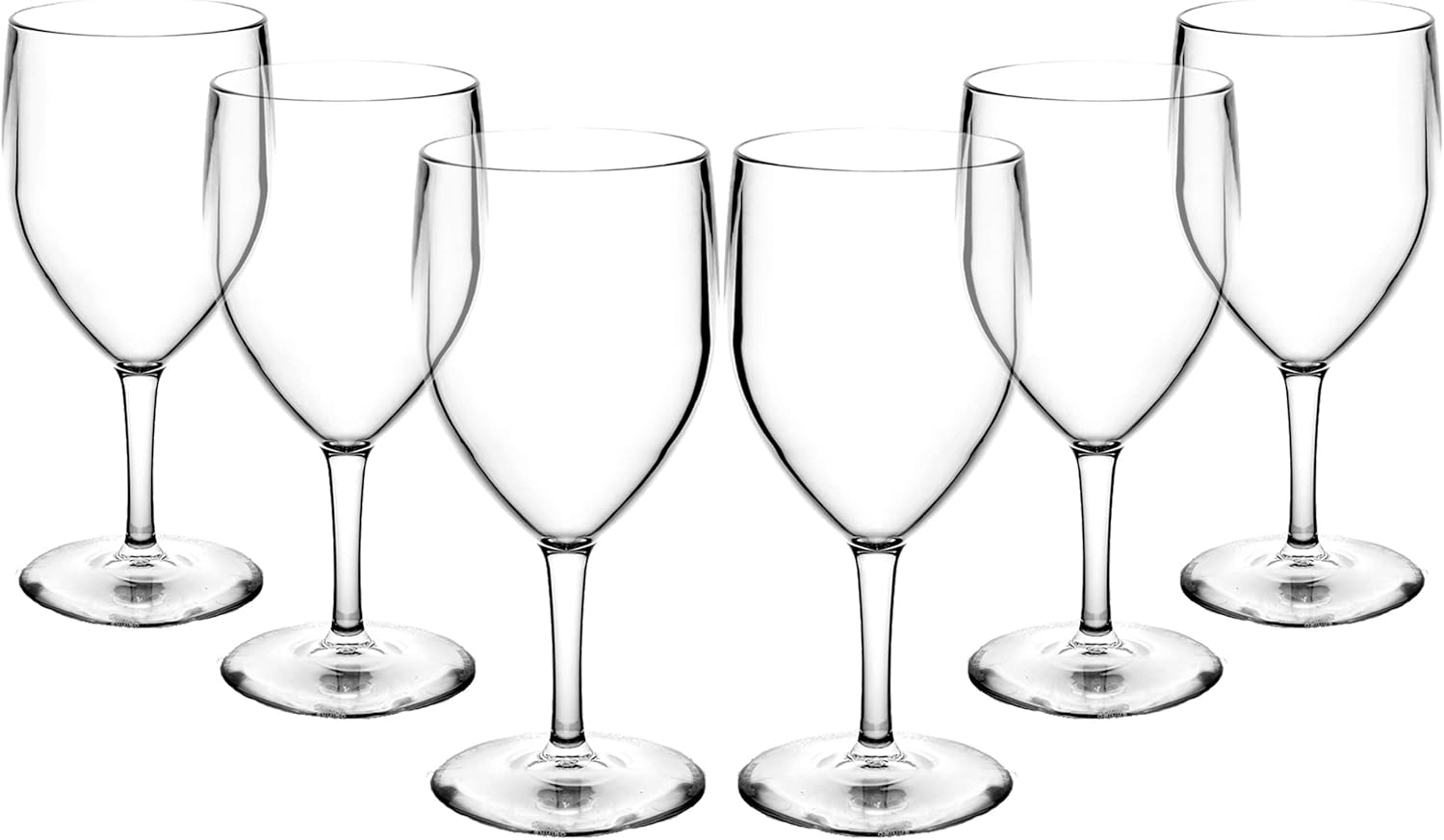 Set of 6 Roltex Unbreakable Reusable Polycarbonate Plastic Large Wine