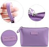 Maange Small Makeup Bag Purple PU Leather Portable Travel Pouch with Handle view 5