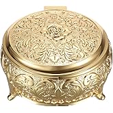 Hipiwe Vintage Metal Jewelry Box Different Shape- Small Antique Ring Earrings Necklace Storage Organizer Case Metal Treasure Chest Trinket Keepsake Gift Box