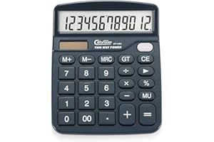 CALCUFUSION Calculator, 12 Digits Desk Calculators with Large Display LCD & Sensitive Big Buttons Dual Power Solar with Battery Standard Functions Basic Calculators for Offices Home Schools CF-1453