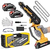 Mini Chainsaw 6-Inch with 2 Battery Powered Mini Electric Chain Saws Cordless Handheld Portable Small Power Only Cut Under 3 inch Fresh Wood