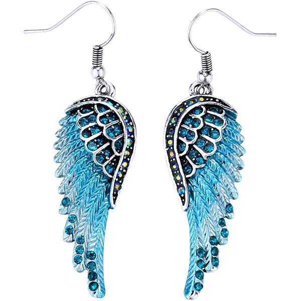 Paire De Boucles D'oreilles Clips Cupidon Ange Vitrail - Métal Argenté Et Résine, Excellent état