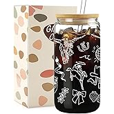 Mikopei Cowgirl Gifts for Women - Cute Glass Cup with Lid and Straw, Cowgirl Birthday Party Decorations Favors, Cowgirls Stuff Decor, Western Party Decorations, Iced Coffee Cup for Women, 16 oz