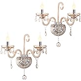 Crystal Wall Sconce Candle Sconces Elegant Classic Wall Light Decor Set of 2 Perfect Hang on The Wall for Living Room Bathroo