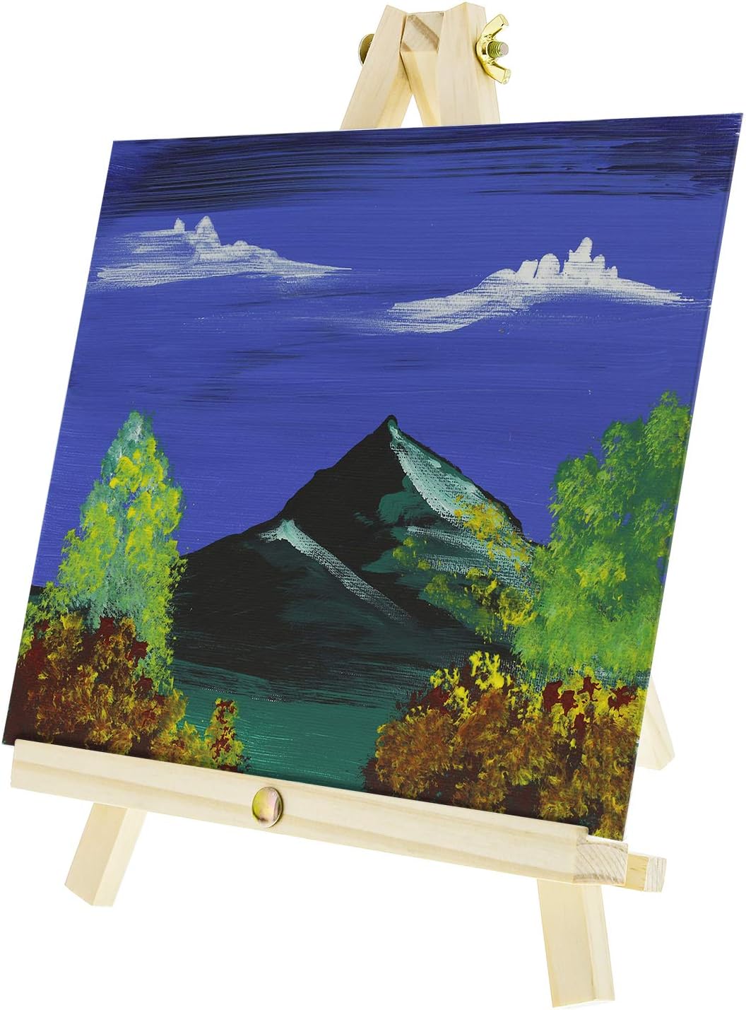 U.S. Art Supply 13-Piece Acrylic Artist Painting Set with Mini Table Easel, Canvas Panel, Brushes & Palette