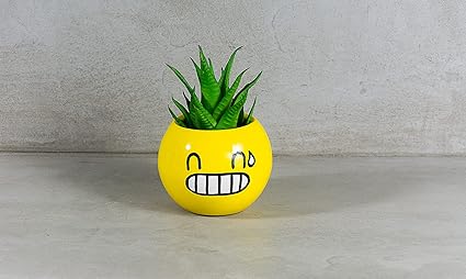 Eliteearth Grumpy Emoji Planter (Yellow)