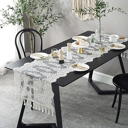 Amazon Com Wenjun Damask Effect Glacier Table Runner Satin