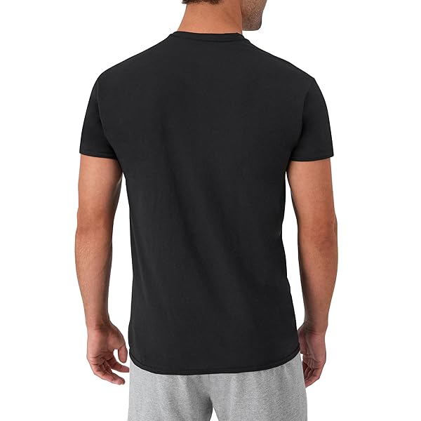 HANES MENS COTTON, MOISTURE-WICKING CREW TEE UNDERSHIRTS, MULTI-PACKS, BLACK/GREY/BLUE ASSORTED – 6 PACK, LARGE US