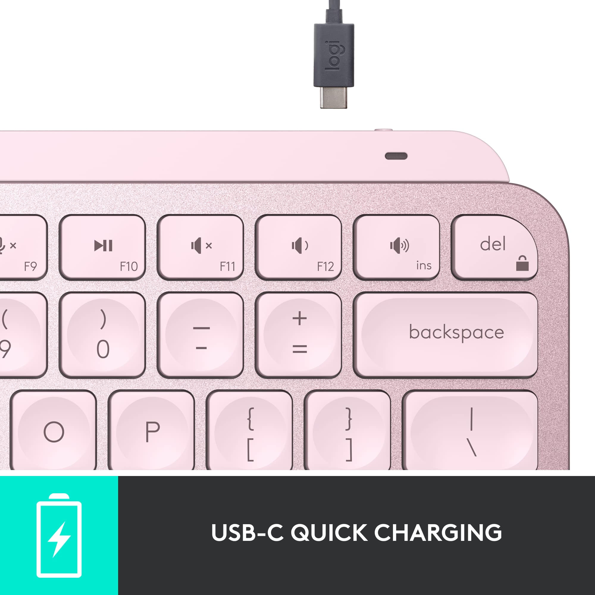 Logitech MX Keys S Wireless Keyboard, Low Profile, Fluid Precise Quiet Typing, Programmable Keys, Backlighting, Bluetooth, USB C Rechargeable, for Windows PC, Linux, Chrome, Mac - Rose