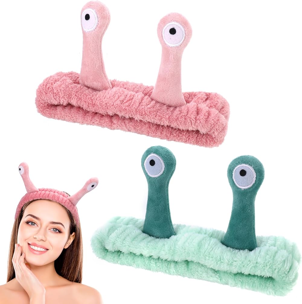 Heyu-Lotus 2 PCS Snail Face Wash Headband Coral Fleece Spa Hair Band