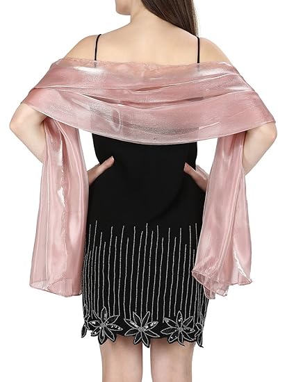 World of Shawls seidig farbpassiviert Schal gewickelt Stahl Schal für Hochzeit Braut Brautjungfern Abend Kleidung Ball & Part