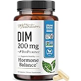 DIM Supplement 200 mg (120 Ct) | Estrogen Balance for Women & Men | Hormone Balance, Hormonal Acne Supplements, Menopause, Antioxidant & PMS Support | Non-GMO, Vegan, Soy Free | 4 Month Supply