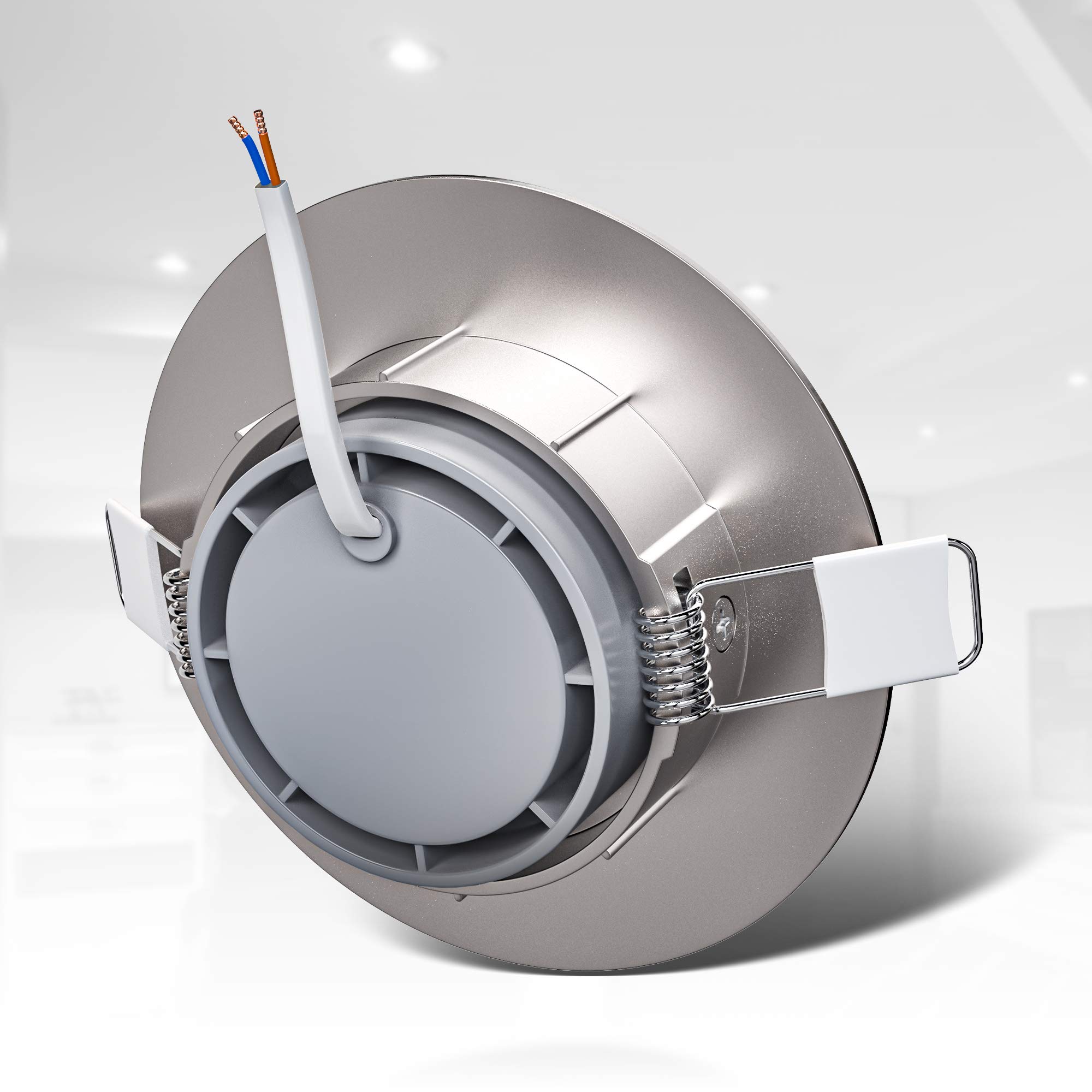 B.K.Licht - 6er Set LED Einbaustrahler 230V schwenkbar, flach, warmweiß, LED Spot, Deckenspots, Spots, Einbauleuchten, Einbauspots, Deckenstrahler, 68mm Lochmass, 90x24 mm, Matt-Nickel 5