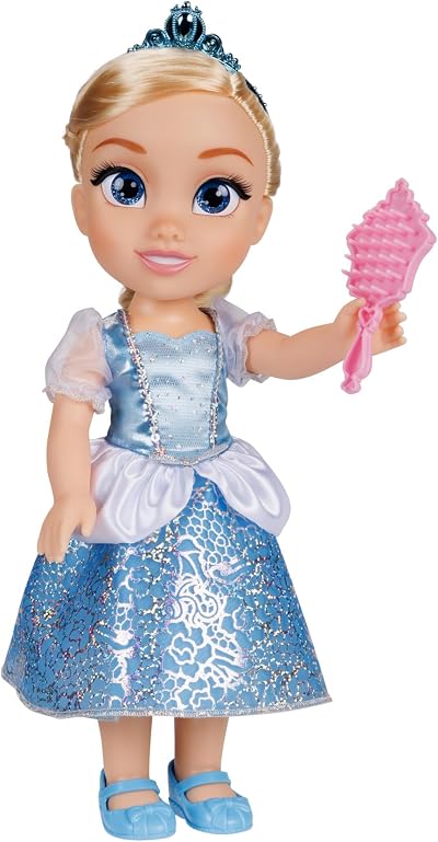 Disney Princess Cinderella Doll 14in Platinum Holofoil Dress Shoes Tiara Brush