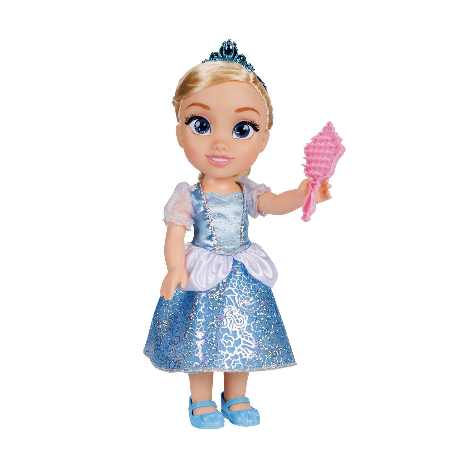 Disney Princess Cinderella Doll, 14” / 35cm Tall Doll with Royal Reflection Eyes Includes Shimmery Platinum Holofoil Printed Removable Dress, Shoes, Tiara and Brush, Perfect for Girls Ages 3+ — image 1