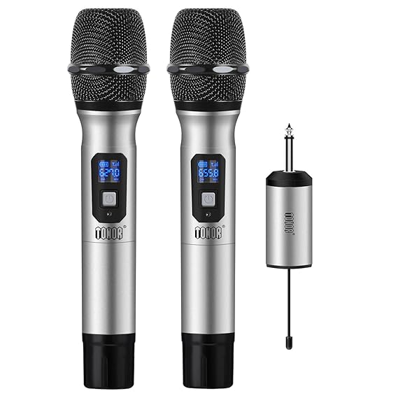 TONOR Drahtlos Handmikrofon, 25 Kanal UHF Handheld Mikrofone mit Mini Tragbarem Empfänger 1/4' Ausgang, für Kirche/Zuhause/Ka