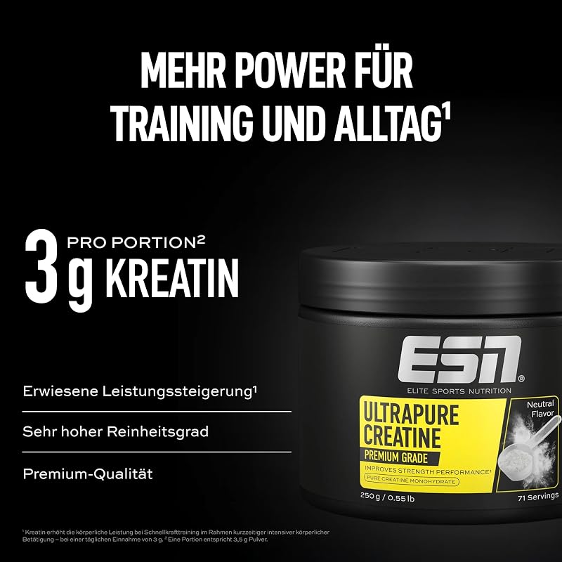 Ultrapure Creatine Monohydrate - geschmacksneutral und vegan - 250 g