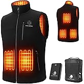 SNOW LEOPARD Men's Heated Vest, Black, Modern, Polyester, Fall/Winter, Outerwear Vests