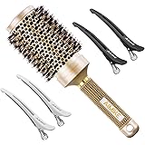 Round Brush, Nano Thermal Ceramic & Ionic Tech Hair Brush, Round Barrel Brush with Boar Bristles, Enhance Texture for Hair Dr