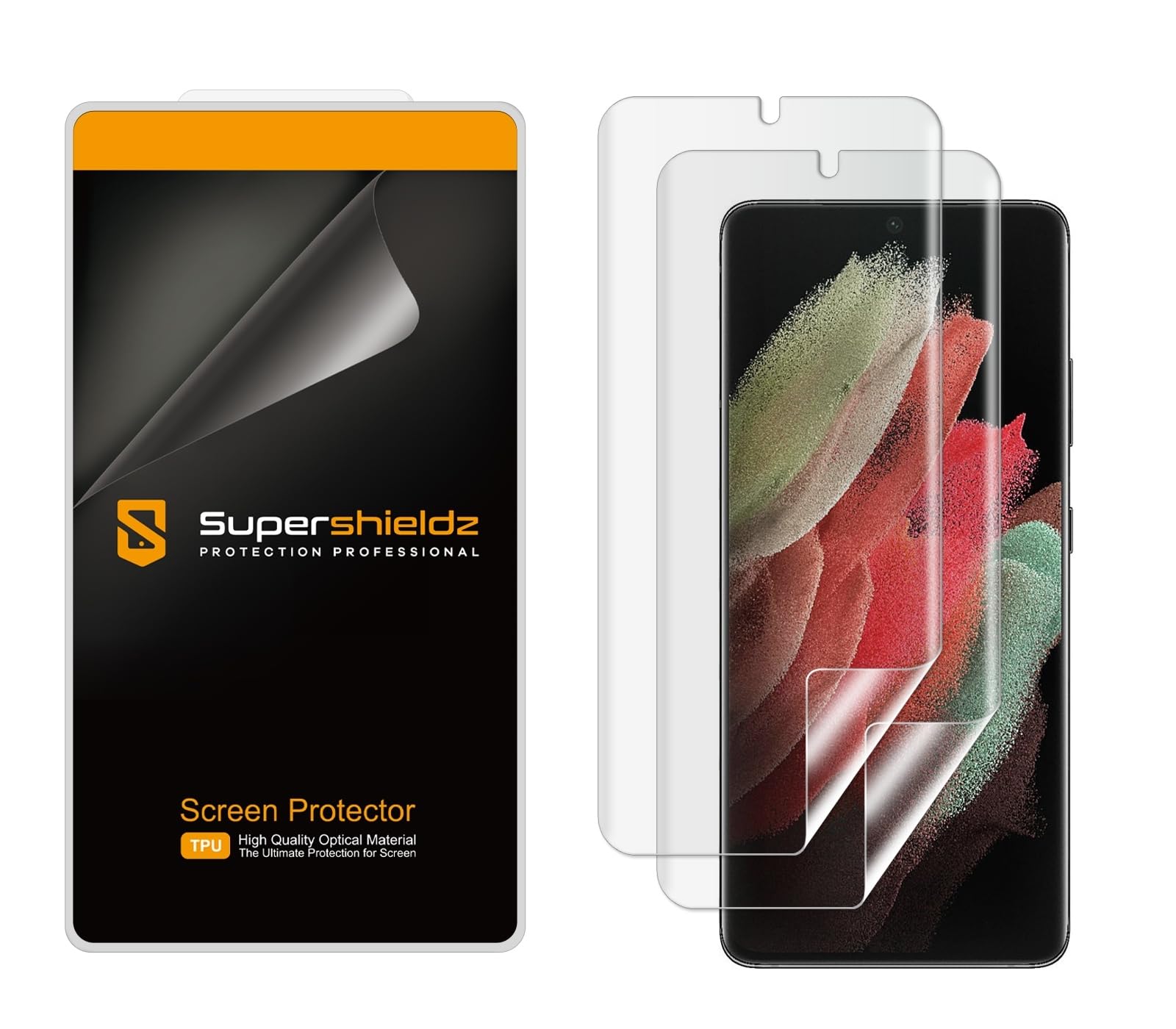 Supershieldz (2 Pack) Designed for Samsung (Galaxy S21 Ultra 5G) Screen Protector, High Definition Clear Shield (TPU)