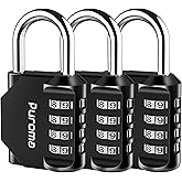 Puroma 3 Pack Combination Lock for Locker 4 Digit Outdoor Waterproof Padlock for School, Gym, Sports, Fence, Toolbox, Gate, C